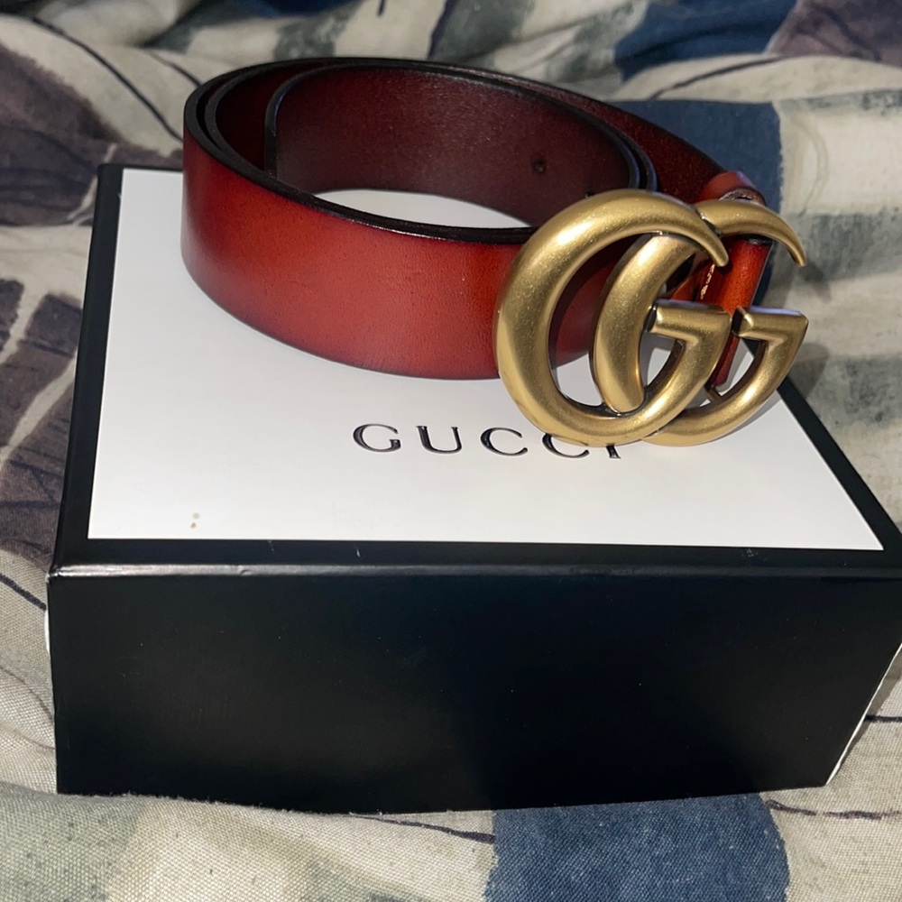 LEATHER BELT WITH DOUBLE G BUCKLE